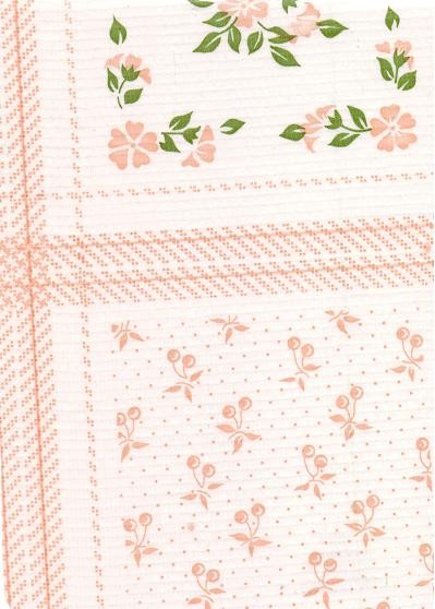 Standard Vinyl Oilcloth Roll 47" x 36 ft. Fantasy pink flowers with green leaves and white finish