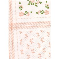 Standard Vinyl Oilcloth Roll 47" x 36 ft. Fantasy pink flowers with green leaves and white finish, by Oilcloths.com