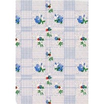 Standard Vinyl Oilcloth Roll 47" x 36 ft. Colima blue flowers with green leaves  finish, by Oilcloths.com